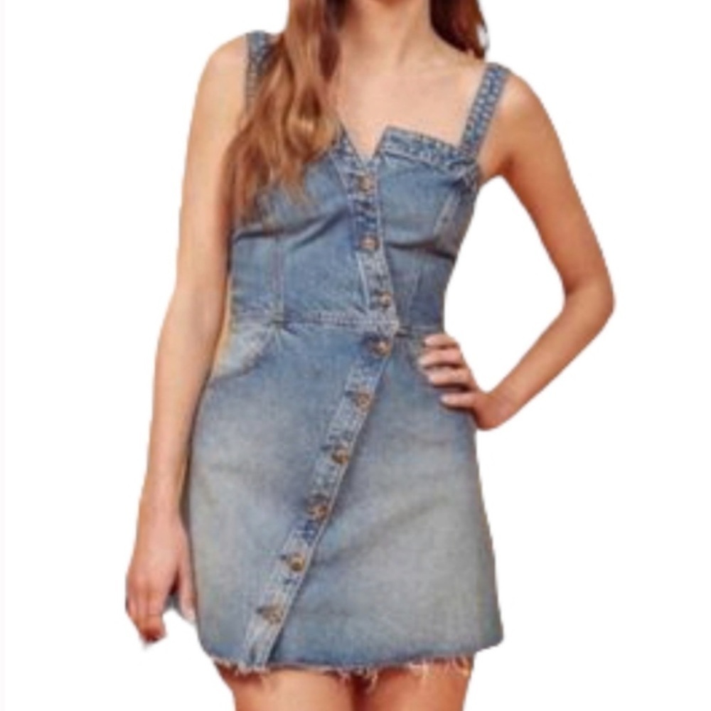 Reformation Gabriela Denim Dress  10 Large - Picture 3 of 10